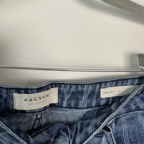 Pacsun Women's Medium-Wash White Striped 90s Y2K Zip Fly Mom Denim Jeans Size 28 - Picture 5 of 6